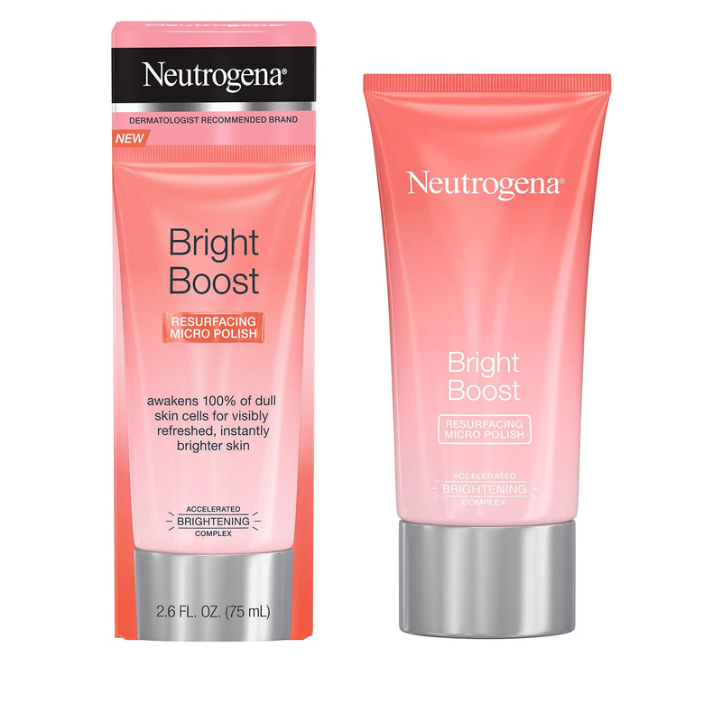 Neutrogena Bright Boost Resurfacing Facial Exfoliator with Glycolic and Mandelic AHAs Gentle Skin Resurfacing Face Cleanser for Bright Smooth Skin, Micro Polish, 2.6 Fl Oz Neutrogena