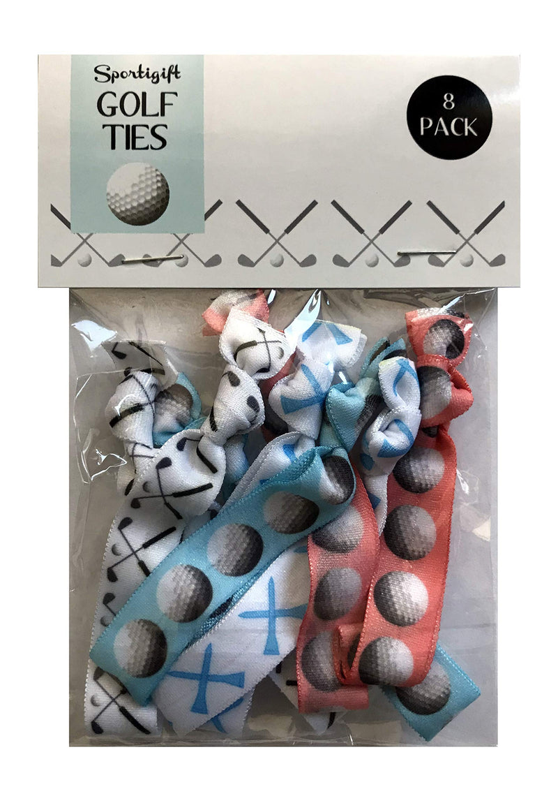 Golf Gift, 8 piece Hair Elastic Set - Accessories for Women, Players, Girls, High School Teams, Coaches, Leagues, Opponents, Partners, Tournaments -MADE IN THE USA Sportigift