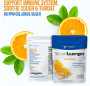 Silver Lozenges with Vitamin C - Premium Nano Silver 60 PPM Colloidal Silver, Organic Honey and Vitamin C Mineral Supplement Drops to Support Immune System, Soothe Cough & Throat - 24 Orange Lozenges Infinity Warehouse