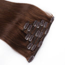20 inches Clip in Hair Extensions Remy Human Hair - 7pcs 120g Silky Straight Thick 100% Real Medium Brown Human Hairpieces Clip on for Women Beauty (20inch-120g, 4