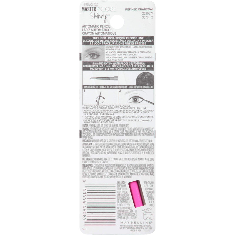Maybelline New York Master Precise Skinny Gel Eyeliner Pencil, Refined Charcoal, 1 Count Maybelline New York