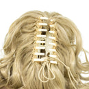 SWACC 12-Inch Short Screw Curls Claw Clip Ponytail Extensions Synthetic Clip in Drawstring Curly Ponytail Hairpiece Jaw Clip Hair Extension (Dark Honey Blonde/Bleach Blonde Mixed- 16/613) SWACC