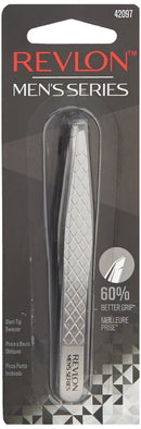 Revlon Men's Series Slant Tip Tweezer, Stainless Steel Eyebrow Hair Removal Tool REVLON