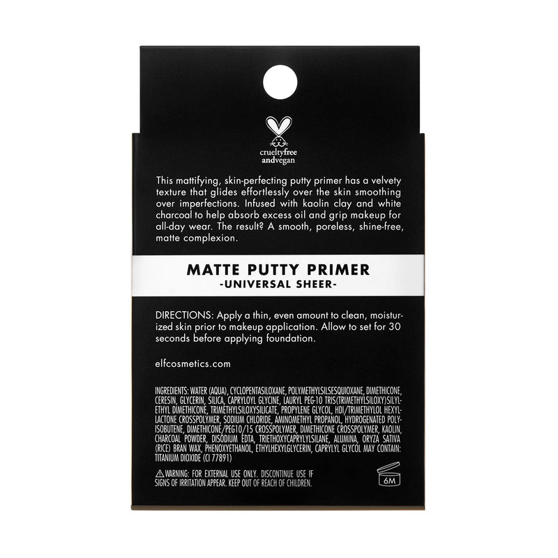 e.l.f, Matte Putty Primer, Skin Perfecting, Lightweight, Oil-free formula, Mattifies, Absorbs Excess Oil, Fills in Pores and Fine Lines, Soft, Matte Finish, All-Day Wear, 0.74 Oz e.l.f.