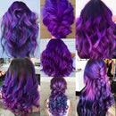 MEckily 22 inch Colored Hair Extensions Party Highlights, Straight Hairpiece Clip in Synthetic Hair Extensions for Kids Girls(10 Pcs Purple) MEckily
