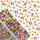 4000Pcs Mixed Size Hot Fix Round Crystals Gems Glass Stones Hotfix Flat Back Rhinestones (Vitrail Medium) MASSIVE BEADS