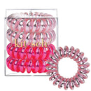 Kitsch Spiral Hair Ties, Coil Hair Ties, Phone Cord Hair Ties, Hair Coils - 4 Pcs, Metallic Pink Crush Kitsch