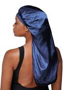 Snatched Flames Long Hair Bonnet for Braids & locs Includes Satin Scruchie (Navy) Snatched Flames Store