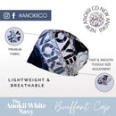 ANOKII CO Bouffant Hair Cap - Premium Adjustable Bonnet-Euro Style-Ponytail Cap Head Cover for Women (ANOKII White/Navy, 1) ANOKII CO