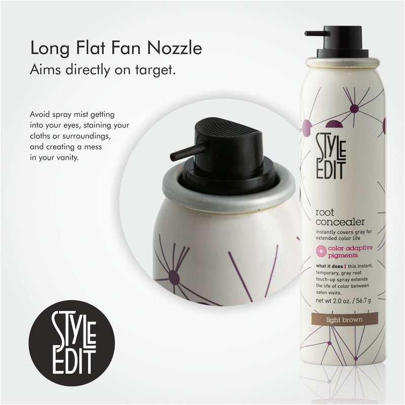 Style Edit Root Concealer Spray Light Brown And Invisible Dry Shampoo, to Cover Up Roots and Grays And Refresh Your Hair. STYLE EDIT