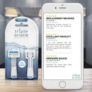 Triple Bristle Replacement Brush Head Refills | Innovative 3 Head Design | Compatible with Triple Bristle Brand Sonic Toothbrush | Color Changing Indicator Bristles | 2 Pack (Blue) Triple Bristle