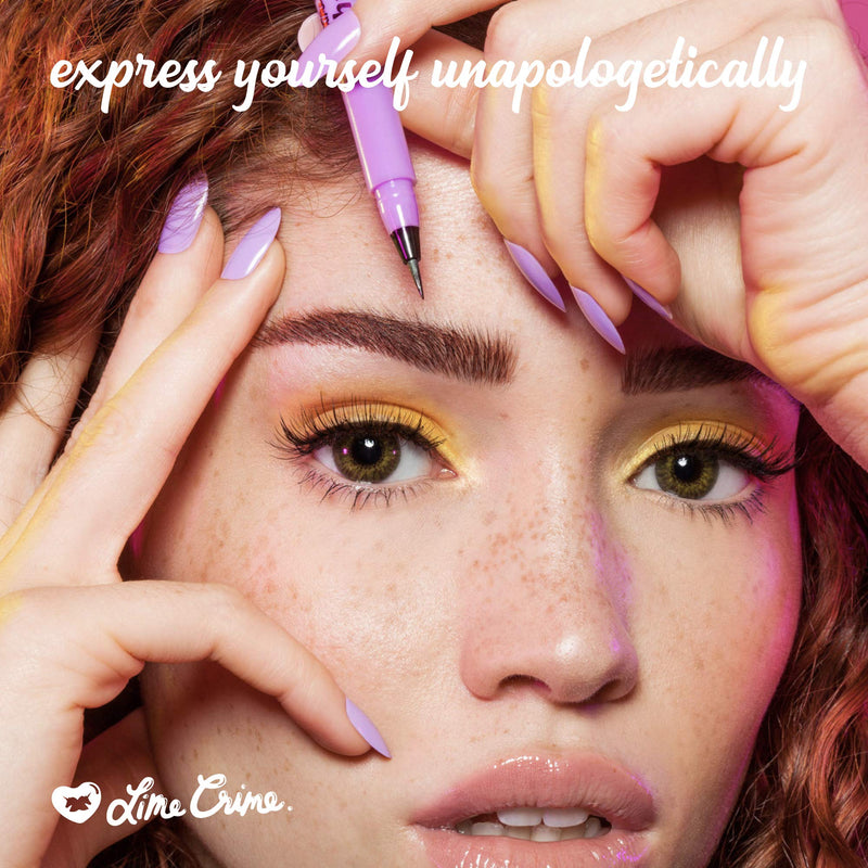 Lime Crime Bushy Brow Precision Pen, Brownie - Neutral Dark Brown Eyebrow Definer and Filler - Adds Texture & Shape - For Full, Natural Brows - Vegan - 0.02 oz… Lime Crime