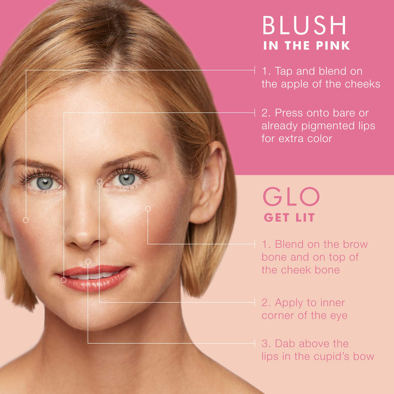 Beauty For Real Blush + Glo, In the Pink + Get Lit - Blush + Highlighter Stick - Cream-to-Powder Mineral Formula - Provides All Day Wear - Organic, Vegan - 0.32 oz Beauty For Real