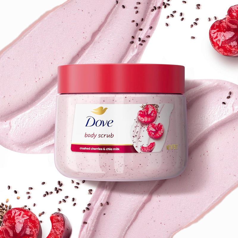 Dove Cherry & Chia Body Scrub Exfoliates and Deeply Nourishes for Smooth, Radiant Skin 15oz Infinity Warehouse