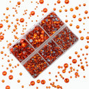 4000pcs Mixed Size Hot Fix Round Crystals Gems Glass Stones Hotfix Flat Back Rhinestones (Orange) MASSIVE BEADS