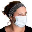 Savior Band headbands with buttons for mask for nurses, going out to the gym, grocery store or other places to protect your ears (Heather Gray) Three Little Tots