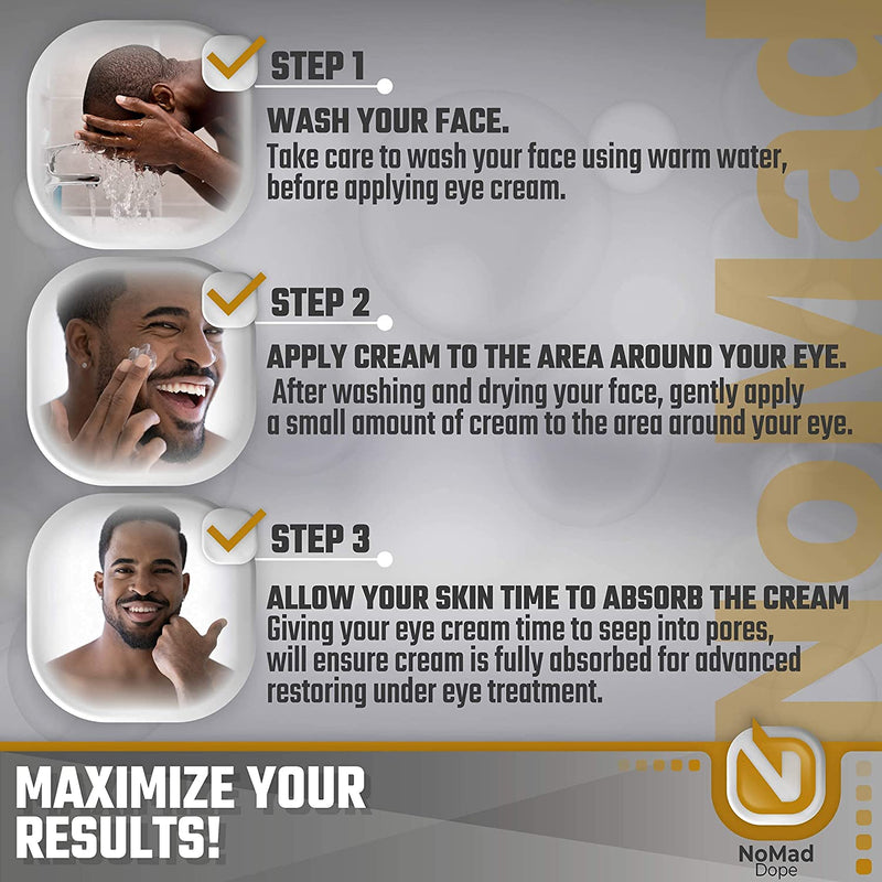 Anti Aging Eye Cream For Men - Mens Under Eye Cream - Dark Circles Under Eye Treatment For Men - Eye Balm Wrinkle Cream - To Reduce Puffiness, Under Eye Bags, Crows Feet - Natural & Organic USA 0.5oz NoMad Dope Store