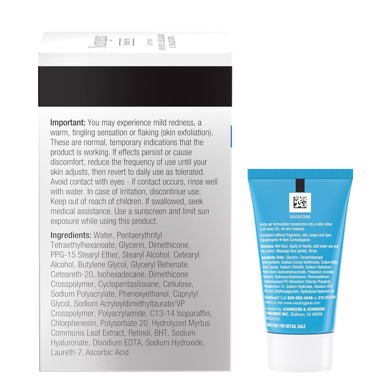 Neutrogena Rapid Wrinkle Repair Retinol Face Moisturizer, Fragrance Free, Anti-Aging Face Cream with Retinol & Hyaluronic Acid, 1.7 oz + Trial Size Hydro Boost Facial Cleanser, 0.5 fl. oz Infinity Warehouse