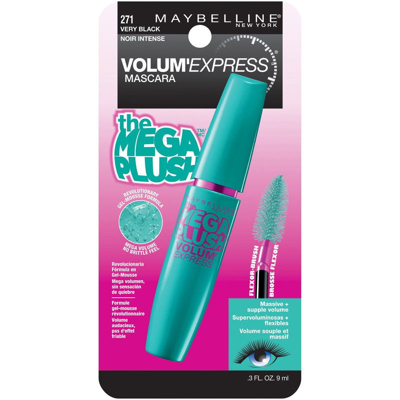 Maybelline New York Volume Express Mega Plush Washable Mascara, Very Black, 0.3 Fluid Ounce Maybelline New York
