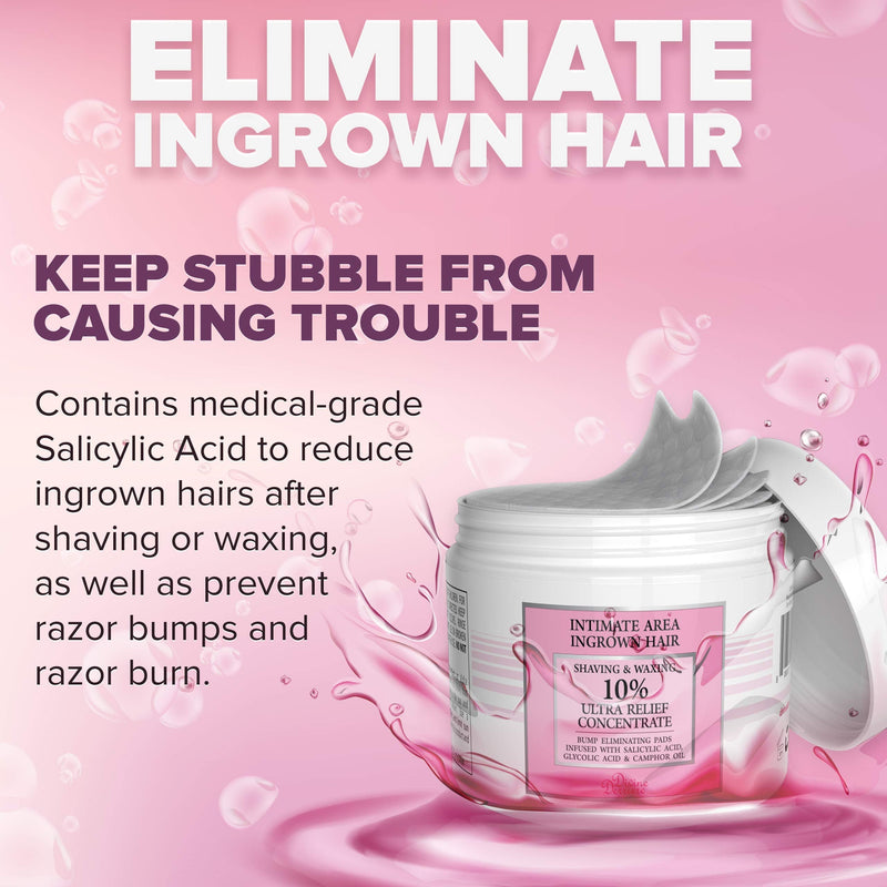 Divine Derriere Ingrown Hair Treatment Pads (Razor Bump Stopper) After Shave Solution to Eliminate Ingrown Hairs and Razor Burns - Ingrown Hair Treatment Pads for Men and Women Divine Derriere