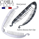 Camila Paris CP3102 4.5 inch French Banana Clip Hair Comb Classic Girls Updo Flexible Ponytail Holder Interlocking Banana Combs, Fashion Durable Styling Hair Accessories for Women, Made in France Camila