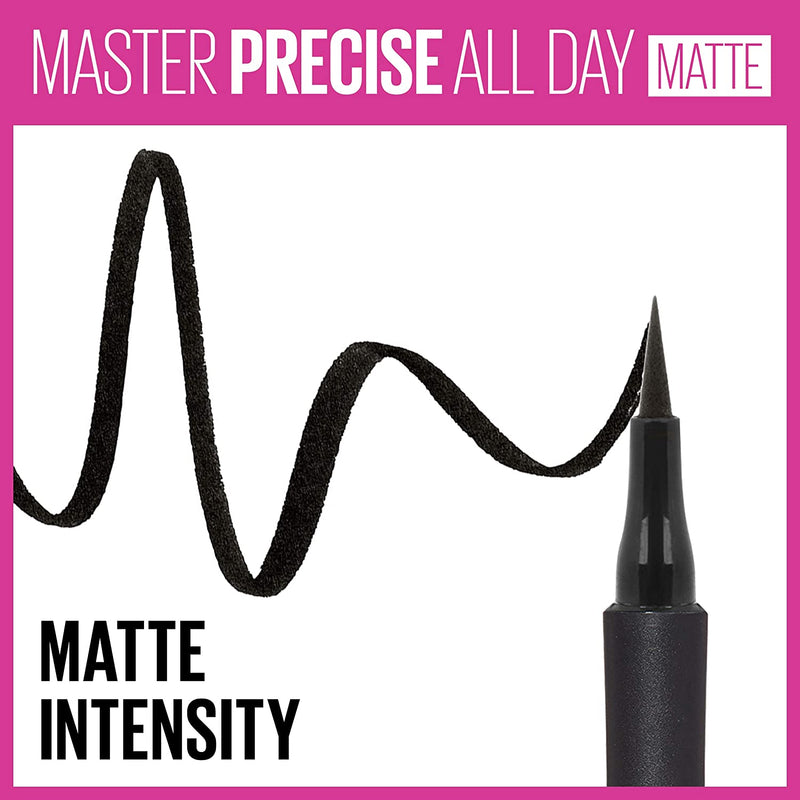 Maybelline New York Eyestudio Master Precise All Day Liquid Eyeliner Makeup, Matte Black, 0.034 Fl Oz Maybelline New York
