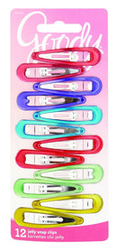 Goody Snap Hair Clips, Girls, Assorted Gel Colors, 12-count, Pack of 1(1942260) GOODY