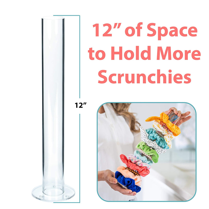 Kingdom Décor Scrunchie Holder Stand, Acrylic Scrunchy Display, 12 Inch Clear Hair Tie Accessories Organizer, Teen Girl Bracelet Organizers, Cute Room Decor for Teen Girls, VSCO Stuff Kingdom Decor