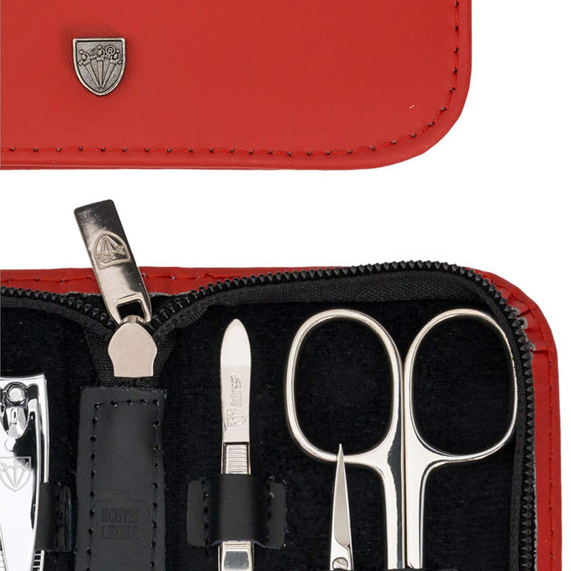 3 Swords Germany - brand quality 6 piece manicure pedicure grooming kit set for professional finger & toe nail care scissors clipper genuine leather case in gift box, Made in Solingen Germany (13907) 3 Swords Germany