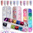 Laser Nail Glitter Sequins 3D Holographic Butterfly Glitter Moon Star Glitter Nail Art Decorations Sparkly Acrylic Paillettes Flakes for DIY Nail Art and Makeup Decorations 4 Boxes rongrong