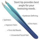 Zizzili Basics Tweezers - Limited Edition Aqua Ombré Slant Tweezer - Best Tweezers for Eyebrow, Hair Removal and Your Precision Needs Zizzili Basics