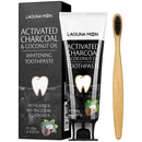 Activated Charcoal & Coconut Oil Teeth Whitening Toothpaste, 100% Natural Charcoal Toothpaste for Whitening Teeth, Removing Stains, Mint Flavor Freshen Breath, No Fluoride, No Triclosan, No Peroxide Lagunamoon