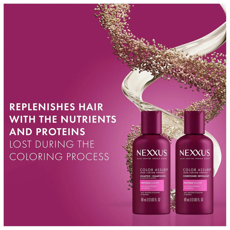 Nexxus Travel Shampoo and Conditioner, Color Assure – Replenishes and Extends Hair Color Vibrancy, 3 Oz Ea Infinity Warehouse