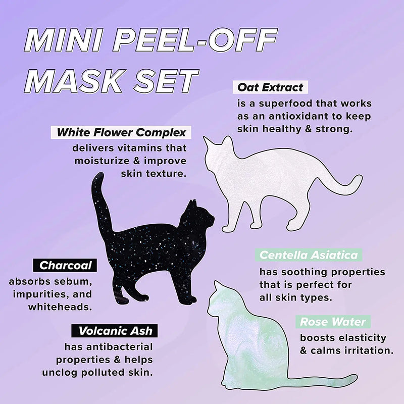 I DEW CARE Mini Meow Trio | Peel Off Face Mask Set: Hydrating Mask, Illuminating Mask, Exfoliating Mask | Korean Skincare, Facial Treatment, Cruelty-free, Gluten-free, Paraben-free I DEW CARE Store