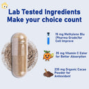 Methylene Blue Capsules, 99% Purity Pharmaceutical Grade Methylene Blue, 60 USP Grade for Improved Brain Absorption, Healthy Cellular, Focus, Clarity, Energy, Cognitive Support, Made in USA Infinity Warehouse