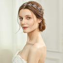 BABEYOND Bridal Headpiece Handmade Wedding Hair Vine Crystal Floral Leaf Headband with Lace Ribbon BABEYOND