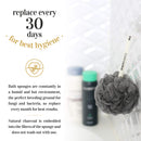 MainBasics Charcoal-Infused Bath Shower Loofah Sponge Pouf Body Scrubber Exfoliator (Set of 3) MainBasics