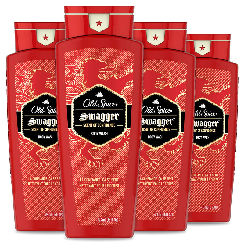 Old Spice Men's Body Wash, Swagger Scent, Red Collection 16 Fl Oz (Pack of 4) Old Spice
