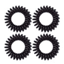 Kitsch Spiral Hair Ties, Coil Hair Ties, Phone Cord Hair Ties, Ponytail Hair Coils No Crease - 4 pcs, Black Kitsch