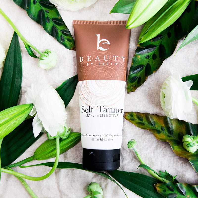 Self Tanner Bundle with Applicator - Tanning Lotion for Body & Face with Tanning Mitts, Sunless Tanner for Face & Self Tan for Body, Natural & Organic Full Size Face Tanner & Fake Tan for Body Beauty by Earth