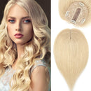 S-noilite Silk Base Topper Human Hair Piece Clip in Crown Toupee Top Hair Extensions Silk Topper for Women Replacement for Slight Hair Loss Thinning Hair 130% Density (16"-50g,