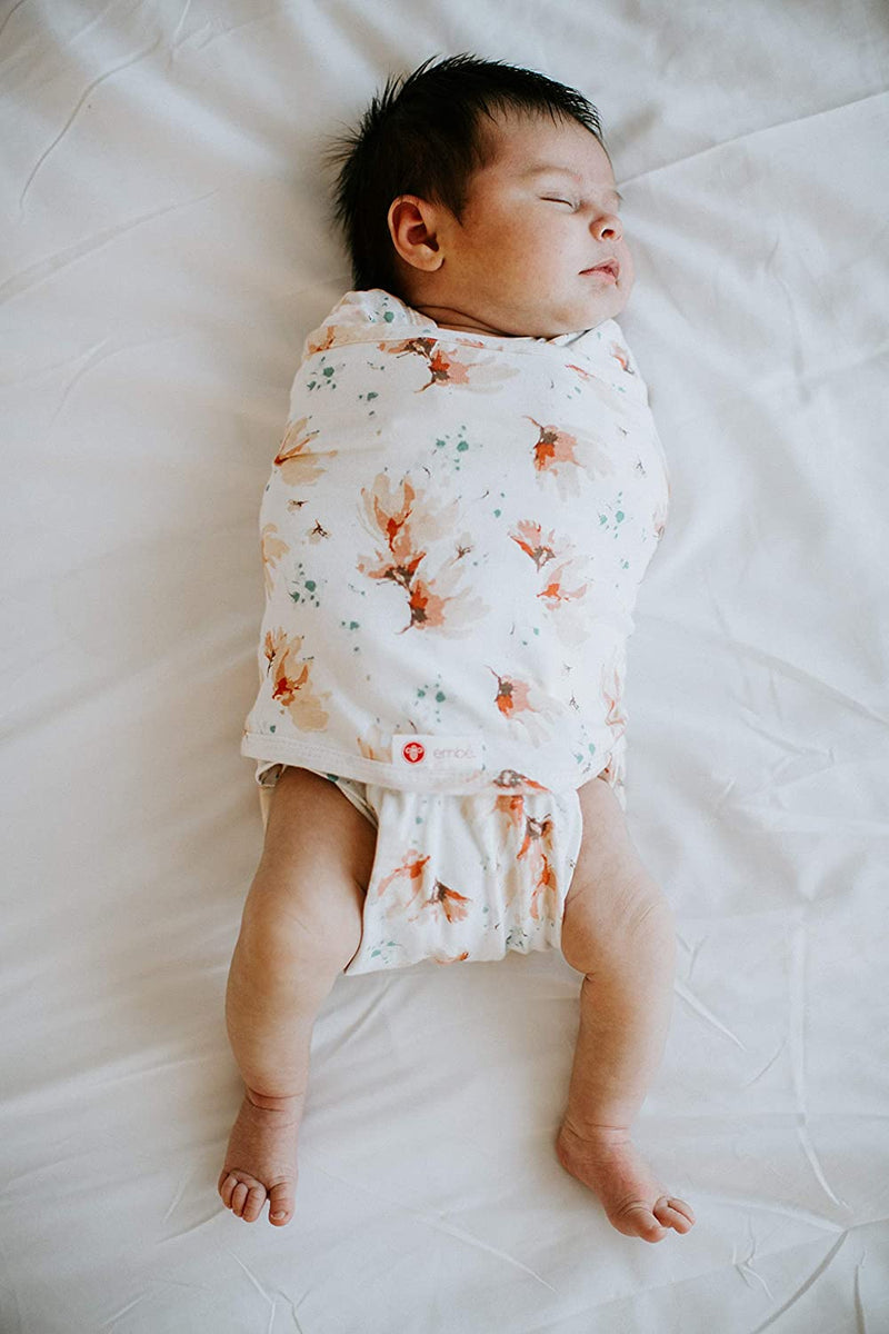 embé 2-Way Transition Swaddle Sack, 12-18 lbs, Diaper Change w/o Unswaddling, Arms in and Out, Legs in and Out Design, Warm Up or Cool Down 100% Cotton, 3-6 Months (Blush Blossom) embe Store