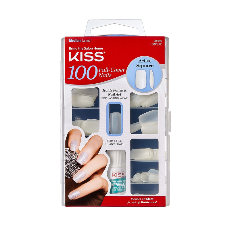 Kiss Nails 100 Full Cover Nails - Active Square KISS