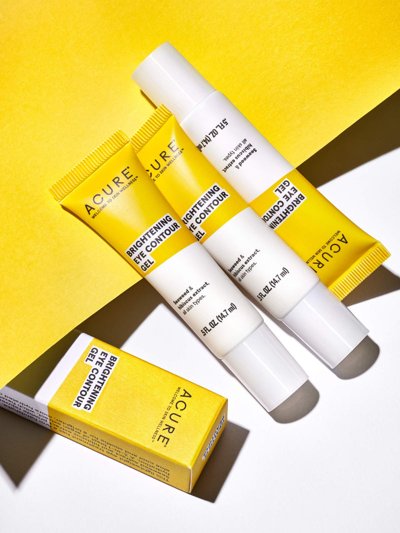 ACURE Brightening Eye Contour Gel | 100% Vegan | For A Brighter Appearance | Seaweed & Hibiscus Extract - Rejuvenates, Hydrates & Soothes | All Skin Types | 0.5 Fl Oz Acure