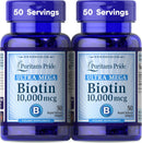 Puritan's Pride Premium Ultra Mega Biotin 10,000mcg, Dietary Supplement for Healthy Hair, Skin, Nails, and Energy Metabolism Support, 100 Day Supply, 50 Rapid Release Softgels, 2 Pack Infinity Warehouse