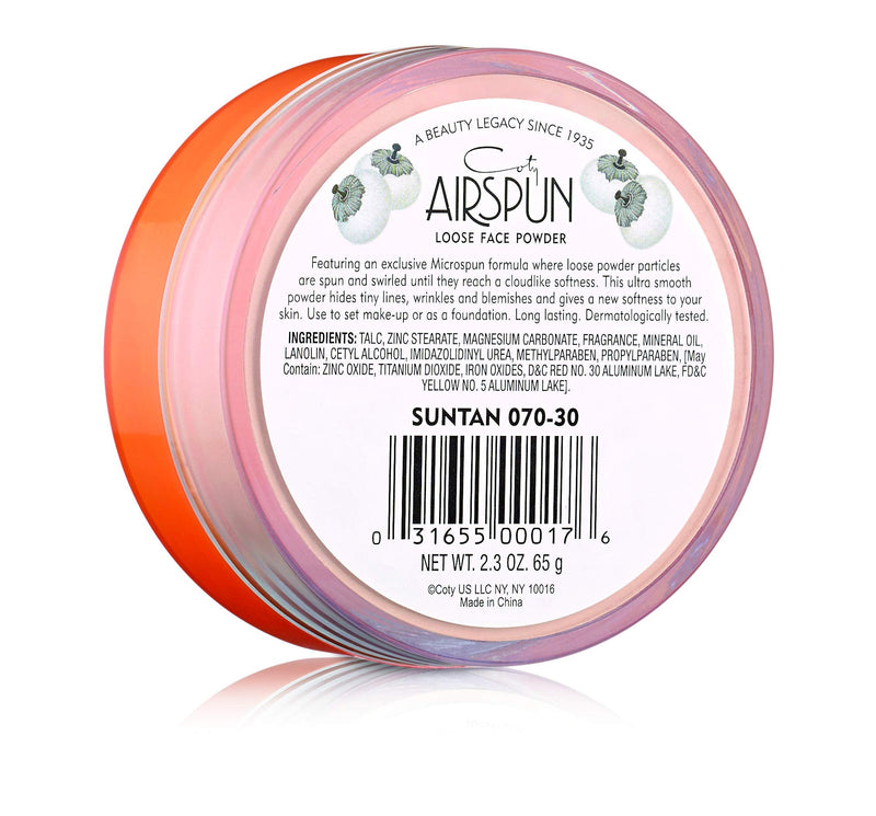 Coty Airspun Loose Face Powder 2.3 oz. Suntan Tone Loose Face Powder, for Setting Makeup or as Foundation, Lightweight, Long Lasting,Pack of 1 COTY AIRSPUN