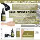 KEAPURE Derma Roller for Hair Growth - 50 ml Natural Hair Regrowth Serum + Wooden Hair Scalp Massager and Micro Needling Roller for Hair | Advanced Scalp Stimulator Hair Regrowth for Men and Woman KEAPURE