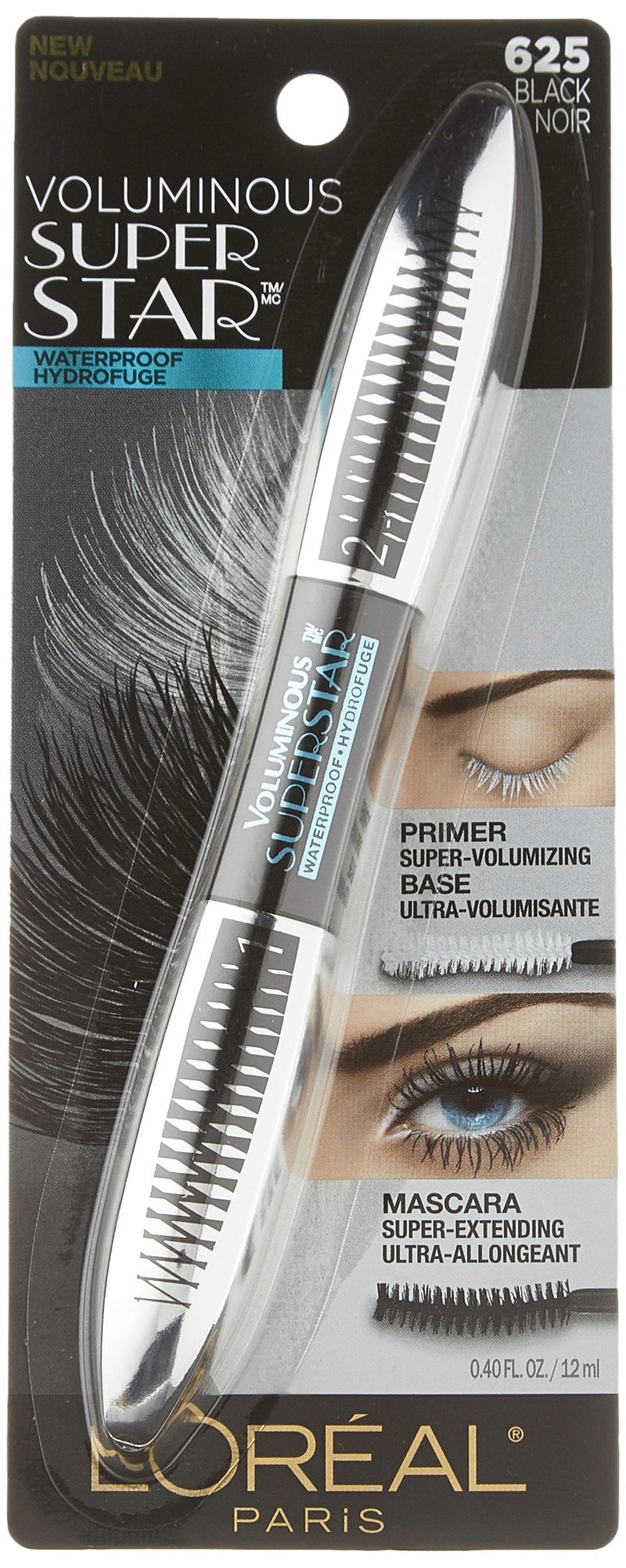 L'Oreal Paris Cosmetics Voluminous Superstar Waterproof Mascara, Black, 1 Tube L'Oréal Paris
