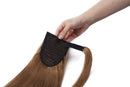Ponytail Extensions Wrap Around Clip in Human Hair Ponytail Remy Human Hair Pony Tails Hairpiece Long Straight Comb Binding One Piece for Women Girl 16 inch Light Brown