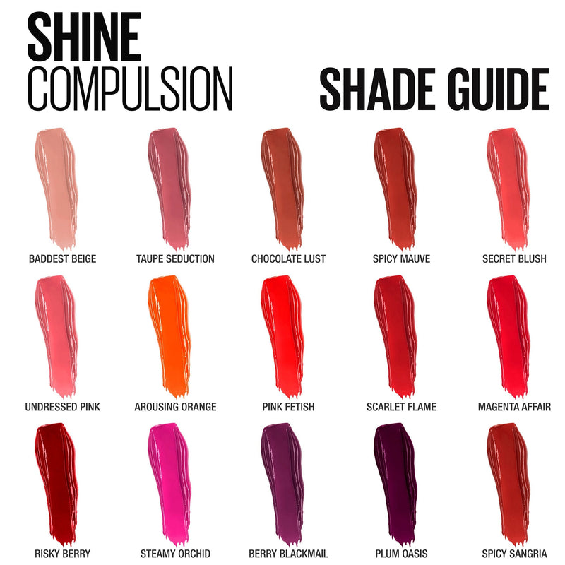 Maybelline New York Color Sensational Shine Compulsion Lipstick Makeup, Spicy Sangria, 0.1 Ounce Maybelline New York